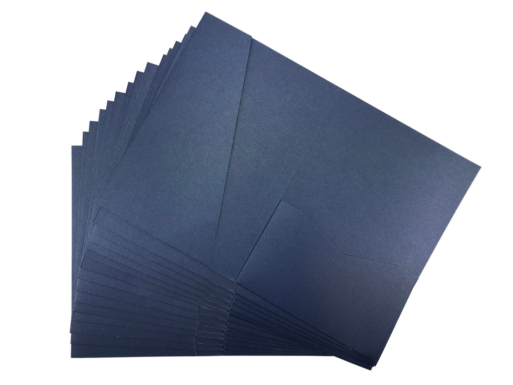 Sapphire -- Acutie Trifold Pocket Invitations (5 1/8'' × 7 1/4'') - OakPo Paper Co.