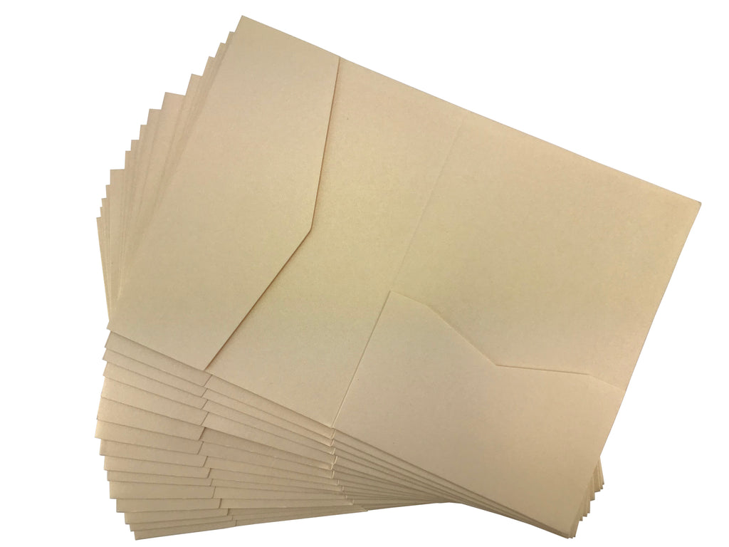 Champagne-- Pocket Invitations style B (5 1/8 × 7 1/4) - OakPo Paper Co.
