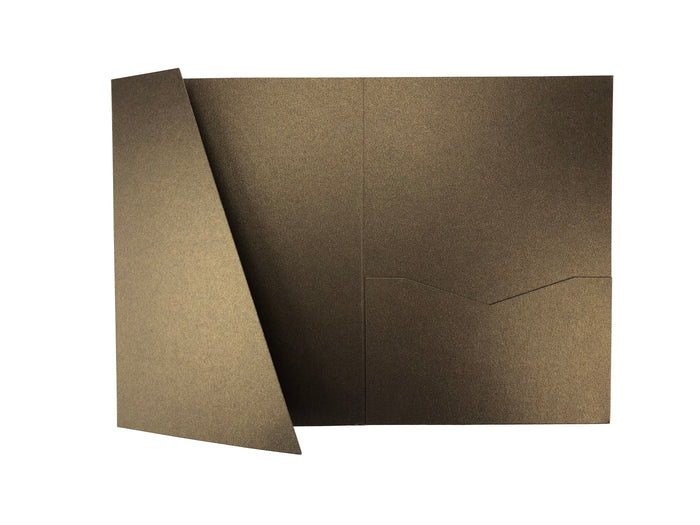 Chocolate-- Acutie Trifold Pocket Invitations Cards (5 1/8'' × 7 1/4'') - OakPo Paper Co.