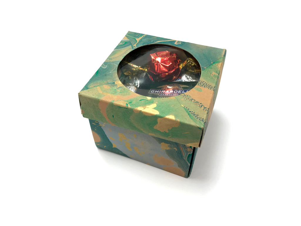 10 Marbled Gift Box with Window -- 3.45''x3.45''x2.75'' - OakPo Paper Co.