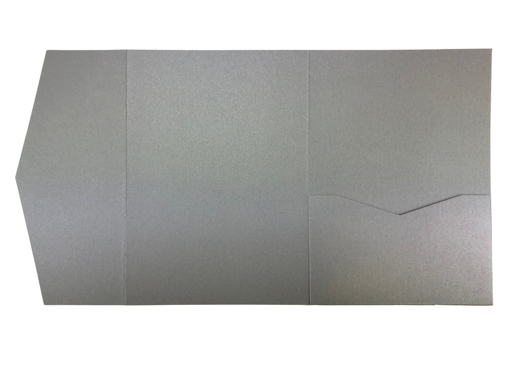 Silver--Pocket Invitations Style B (5 1/8 × 7 1/4) - OakPo Paper Co.