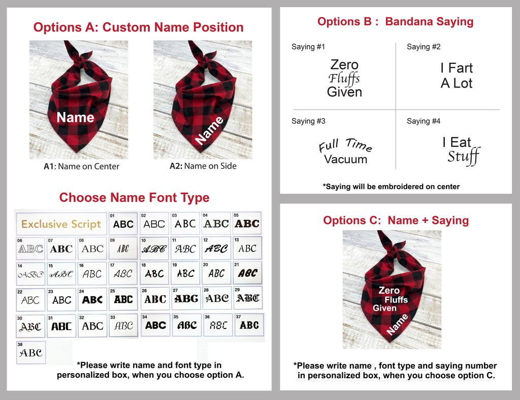 Personalized Buffalo Plaid Dog Bandana