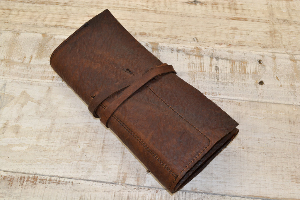 leather roll, leather pencil roll - OakPo Paper Co.