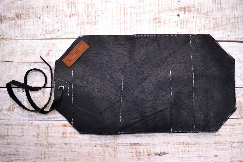 Leather Artist Roll with Zipper Pouch, Personalized Leather Pencil Roll - OakPo Paper Co.