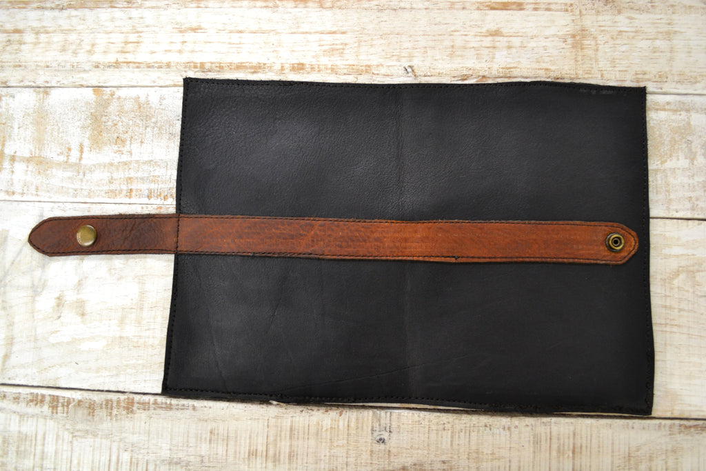 Leather Pocket Journal, kraft insert notebook - OakPo Paper Co.