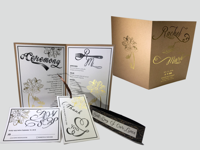 Kraft Paper Romance Foil Wedding Invitation - OakPo Paper Co.