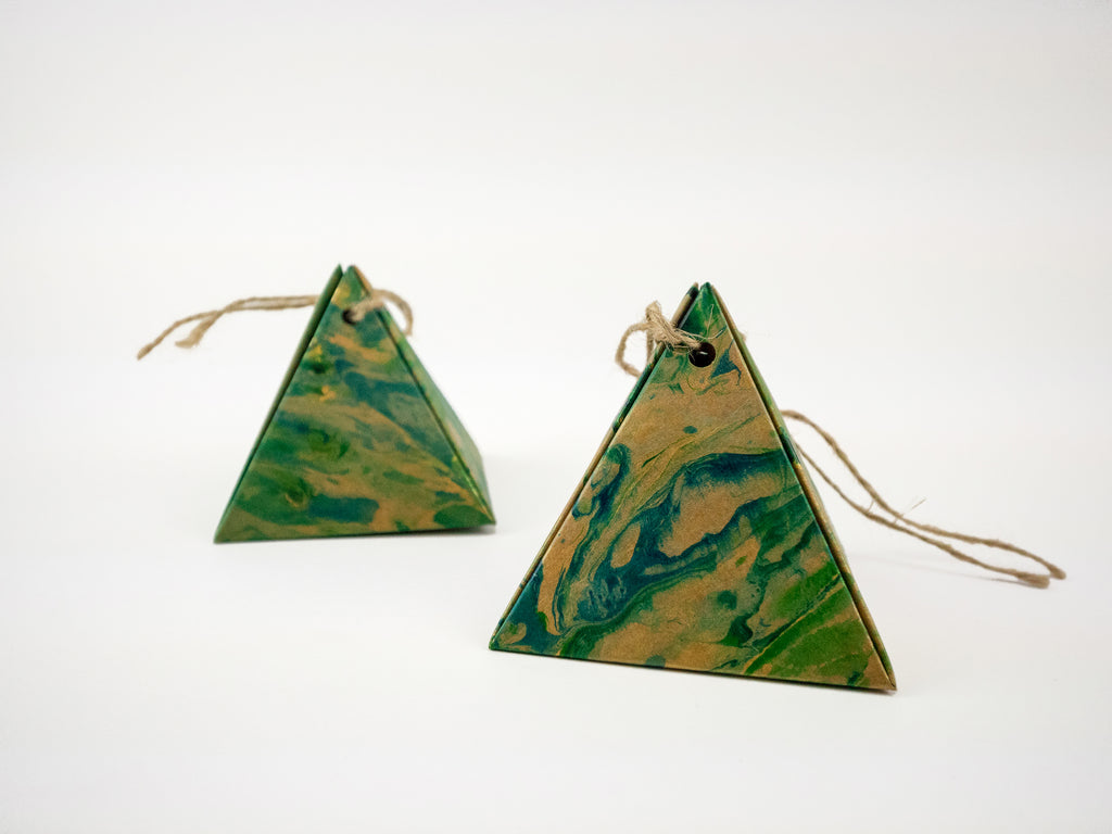 10 boxes--3.5''x3.25''x3'' Marbled Pyramid gift boxes - OakPo Paper Co.