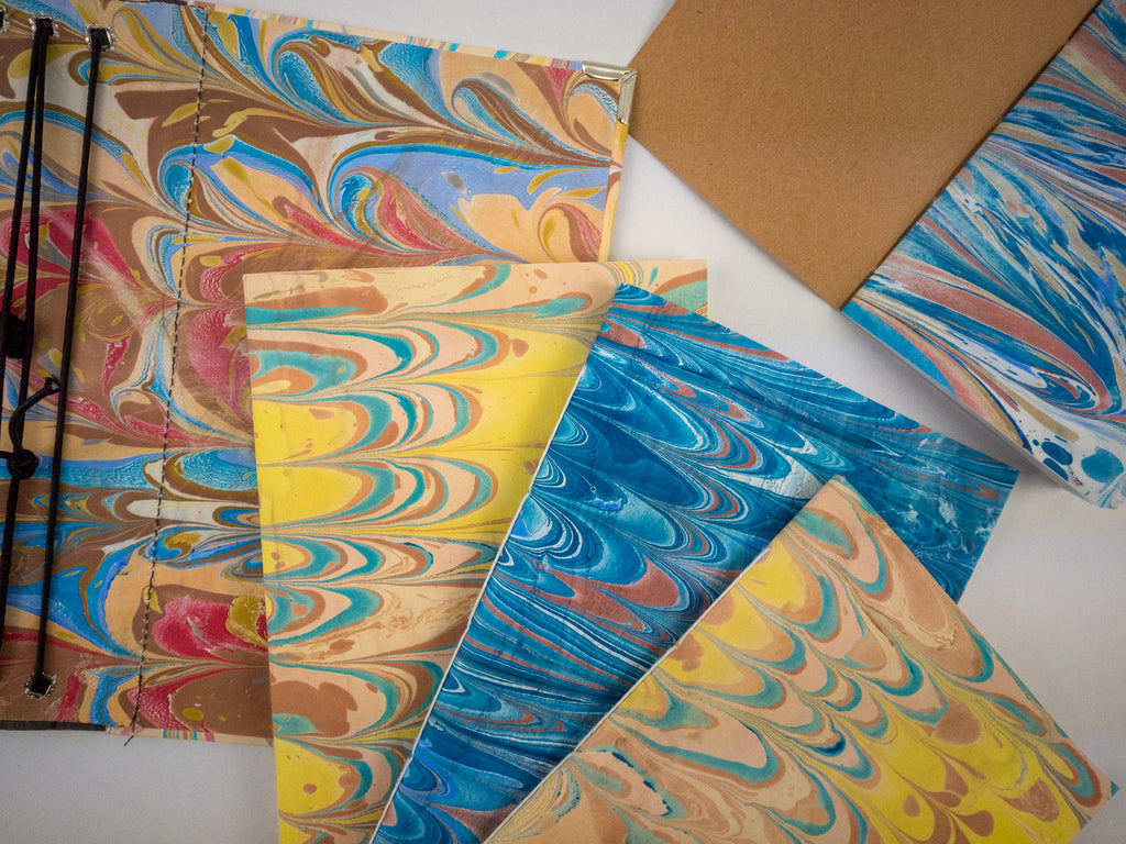 5.5''x8.25'' Hand-marbled traveler's notebook, Journal - OakPo Paper Co.