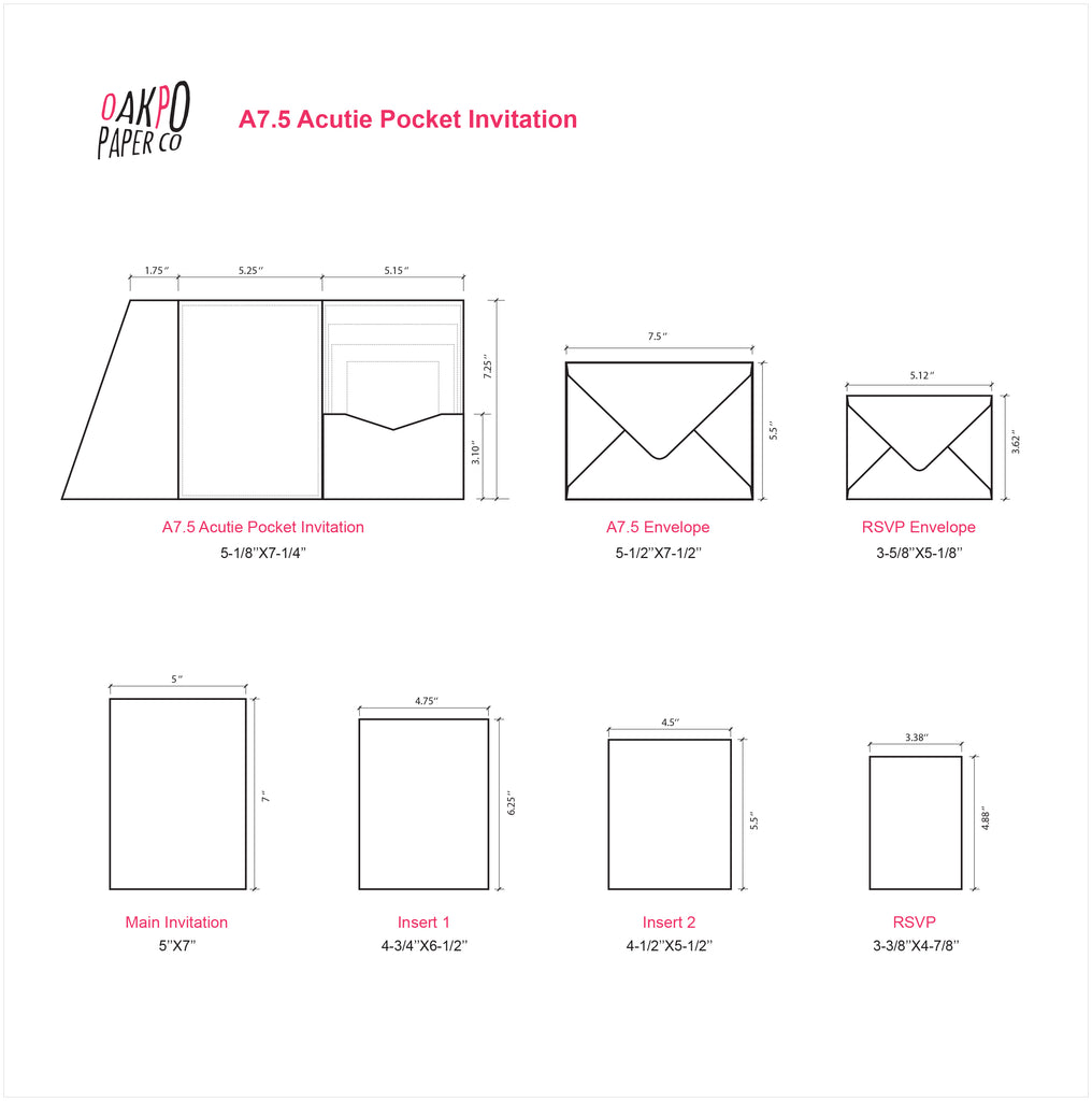 Ruby -- Acutie Trifold Pocket Invitations (5 1/8'' × 7 1/4'') - OakPo Paper Co.
