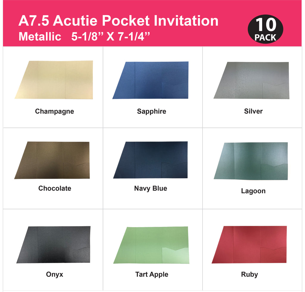 Blank 5 x 7 7/8 V-Pocket Invitation-Quartz Metallic