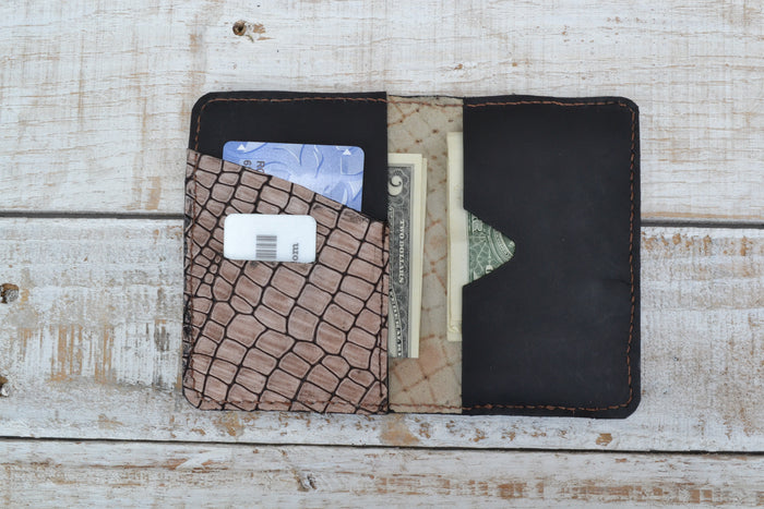Leather card holder, Personalized Leather card case - OakPo Paper Co.
