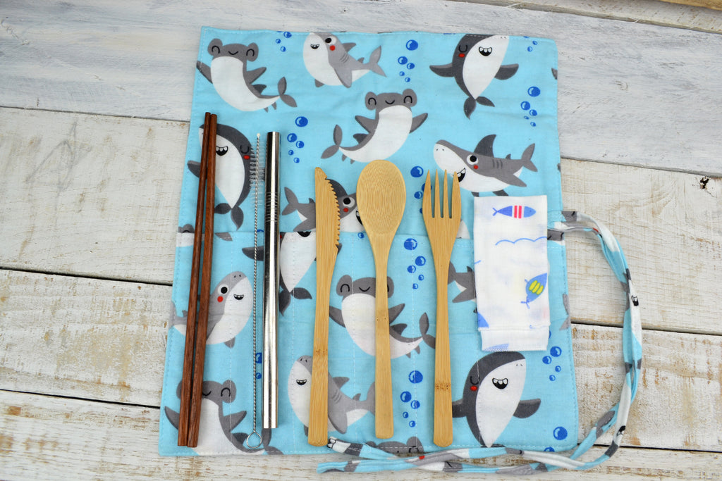 Travel Cutlery Set, Wrap with Utensil, Reusable Utensil Set, Personalized Cutlery Set. - OakPo Paper Co.