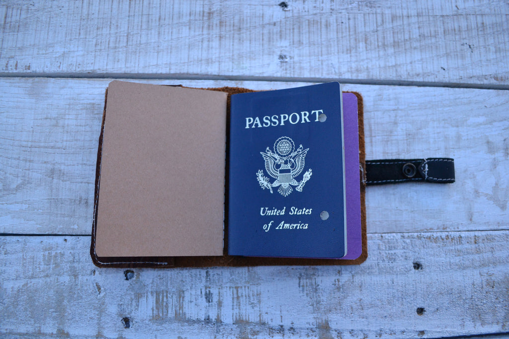 Leather Passport cover + 2 small notebooks - OakPo Paper Co.