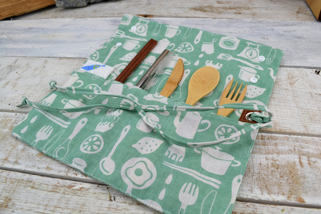 Travel Cutlery Set , Wrap with Utensil. Personalized Cutlery Set. Choose Your Set - OakPo Paper Co.