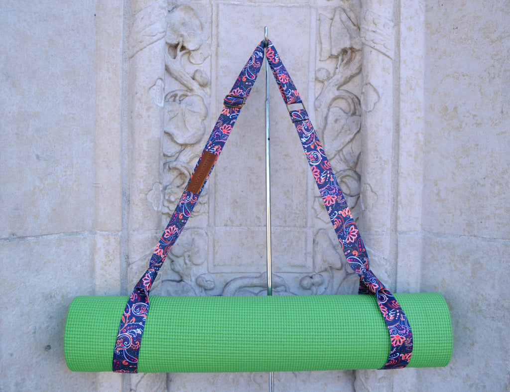 Yoga Mat Strap, Adjustable Yoga Mat Carrier with adjustable bronze buckle,  Personalized yoga mat carrier