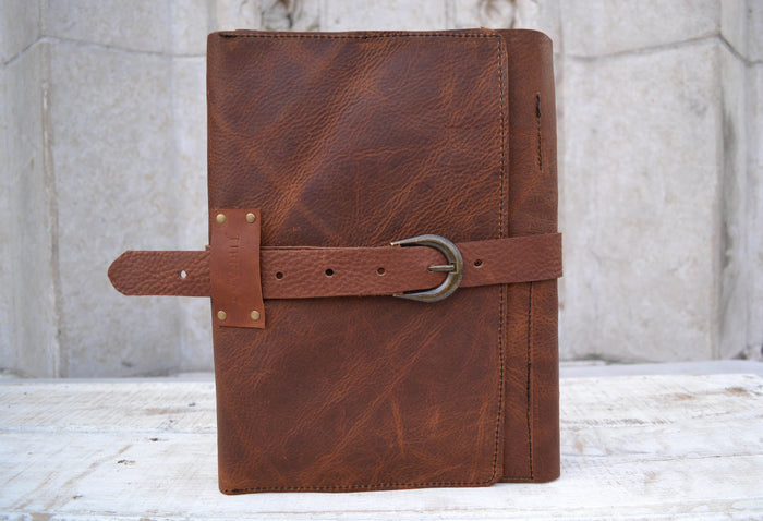 Leather Sketchbook, Trifold Personalized Sketchbook - OakPo Paper Co.