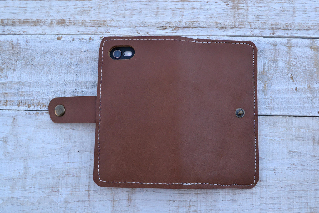 leather iPhone 8/7 Case, Leather Wallet Case. - OakPo Paper Co.