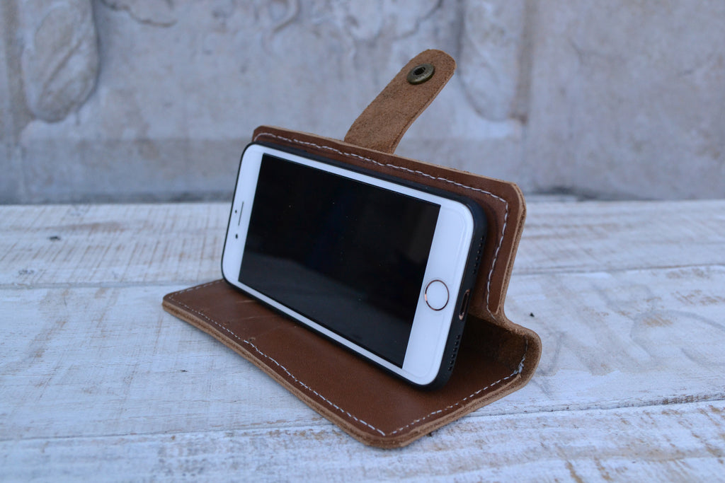 leather iPhone 8/7 Case, Leather Wallet Case. - OakPo Paper Co.