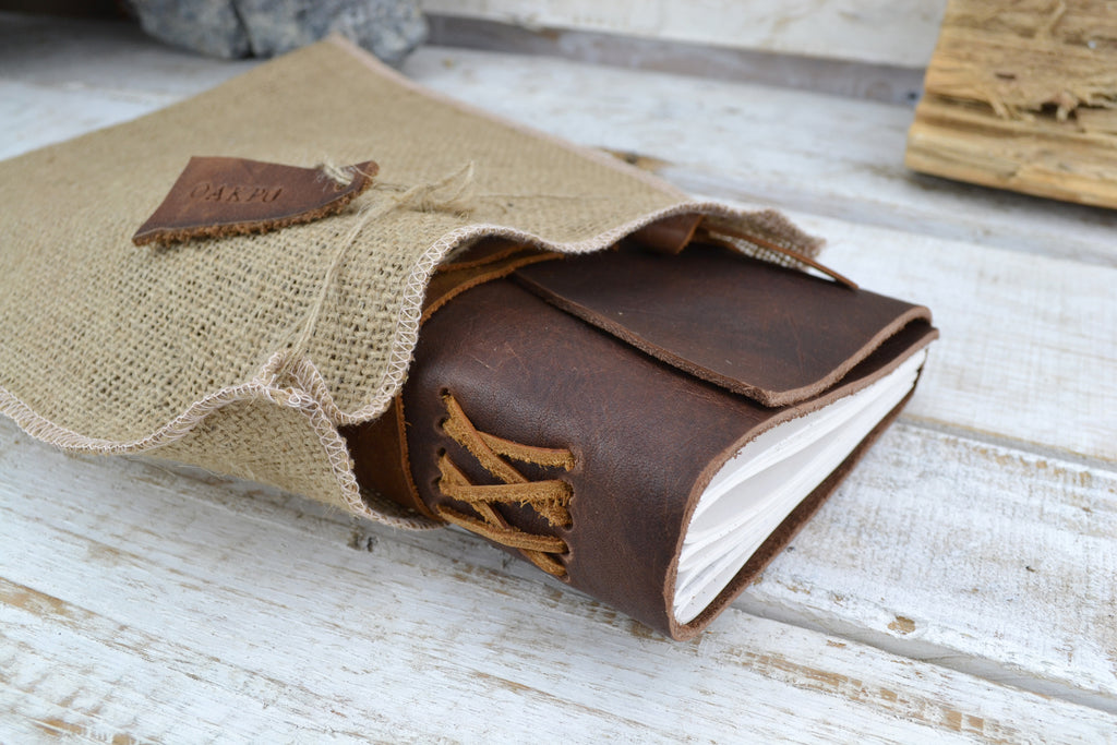 Leather Journal (5.5''x7.5''), Personalized Leather Journal - OakPo Paper Co.