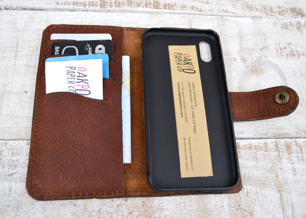 iPhone X Wallet Case, iPhone Case, Distressed Leather Case - OakPo Paper Co.