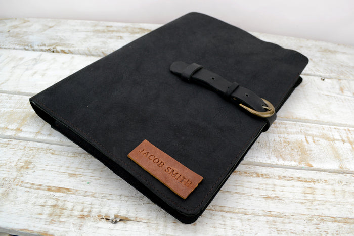Leather folder, Leather portfolio, Notepad holder, Leather Journal Case, Personalized Leather Notebook Holder - OakPo Paper Co.