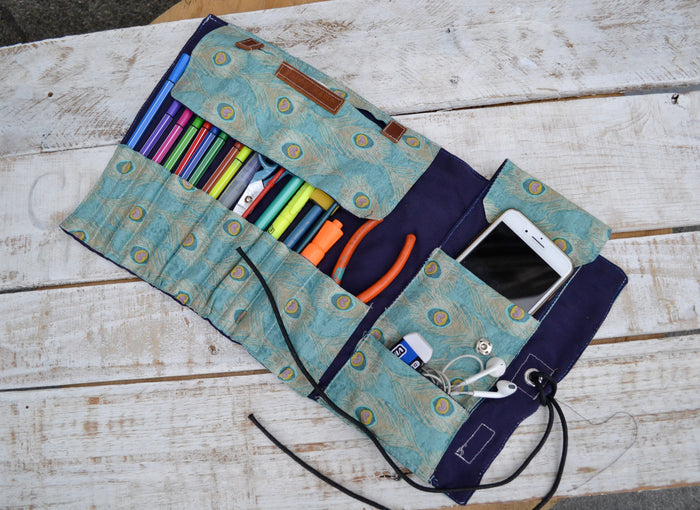 Pencil Roll Case, Personalized artist roll - OakPo Paper Co.