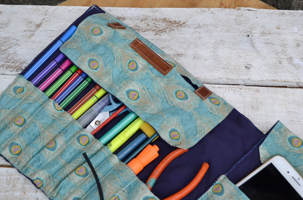 Pencil Roll Case, Personalized artist roll - OakPo Paper Co.