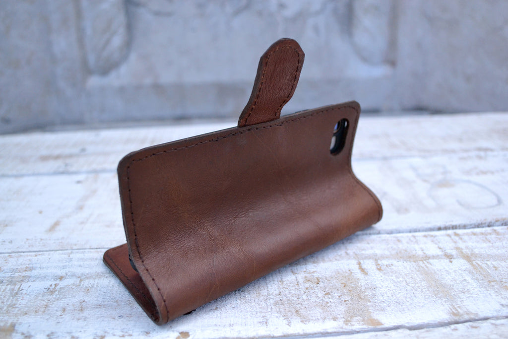 Leather Phone wallet case, iPhone 8 / 7 wallet case - OakPo Paper Co.