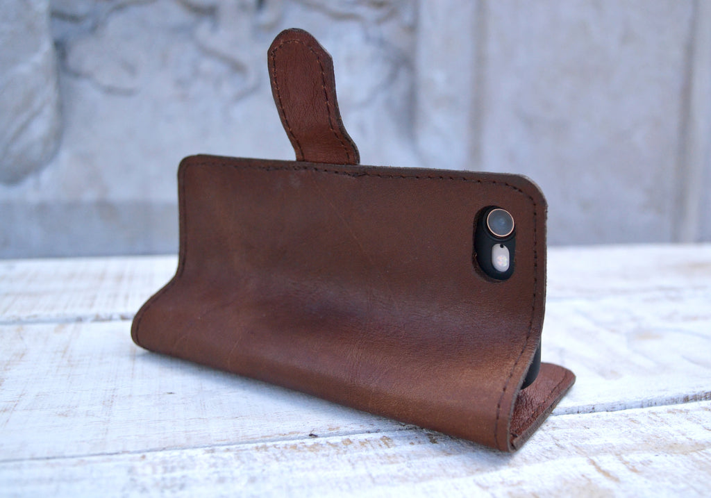 Leather Phone wallet case, iPhone 8 / 7 wallet case - OakPo Paper Co.