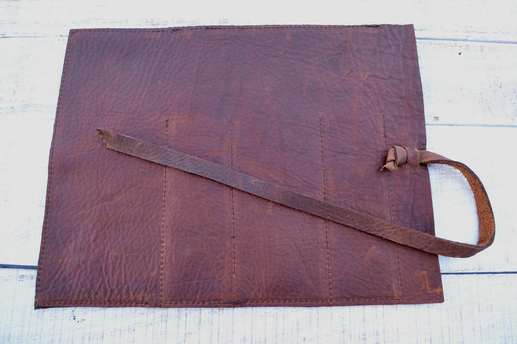 leather tool roll case - OakPo Paper Co.