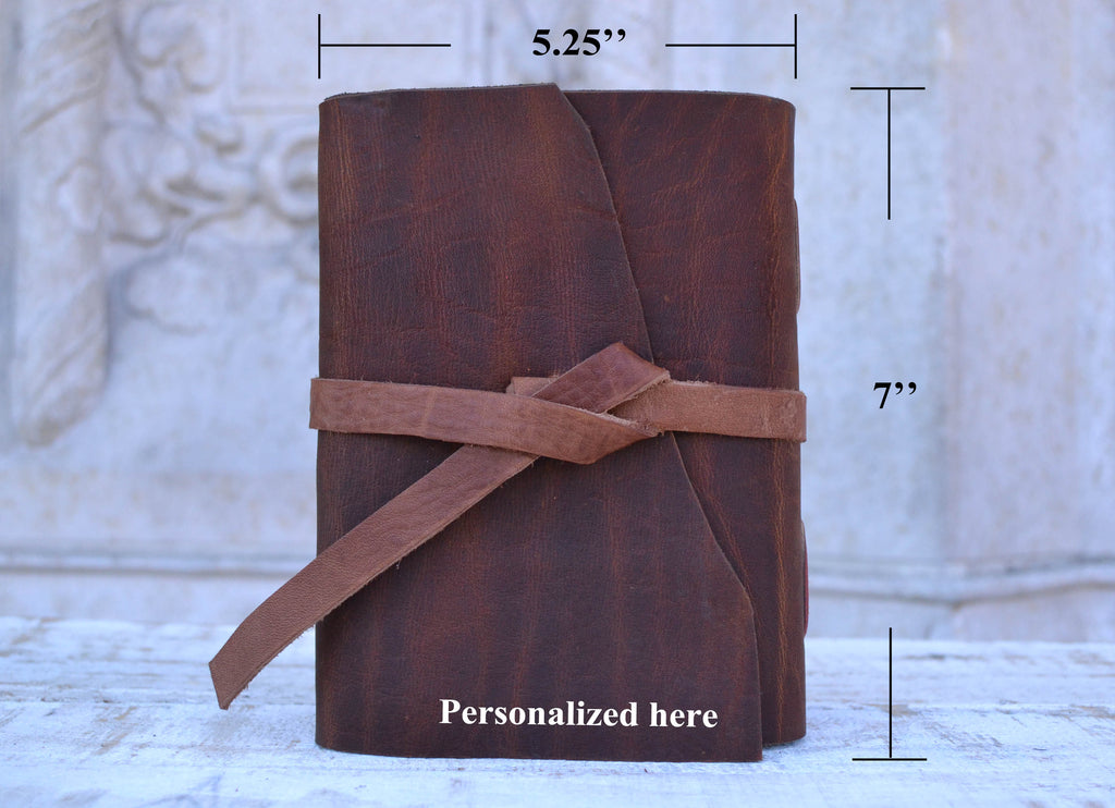 Travel notebook, Refillable notebook, Mahogany leather notebook - OakPo Paper Co.