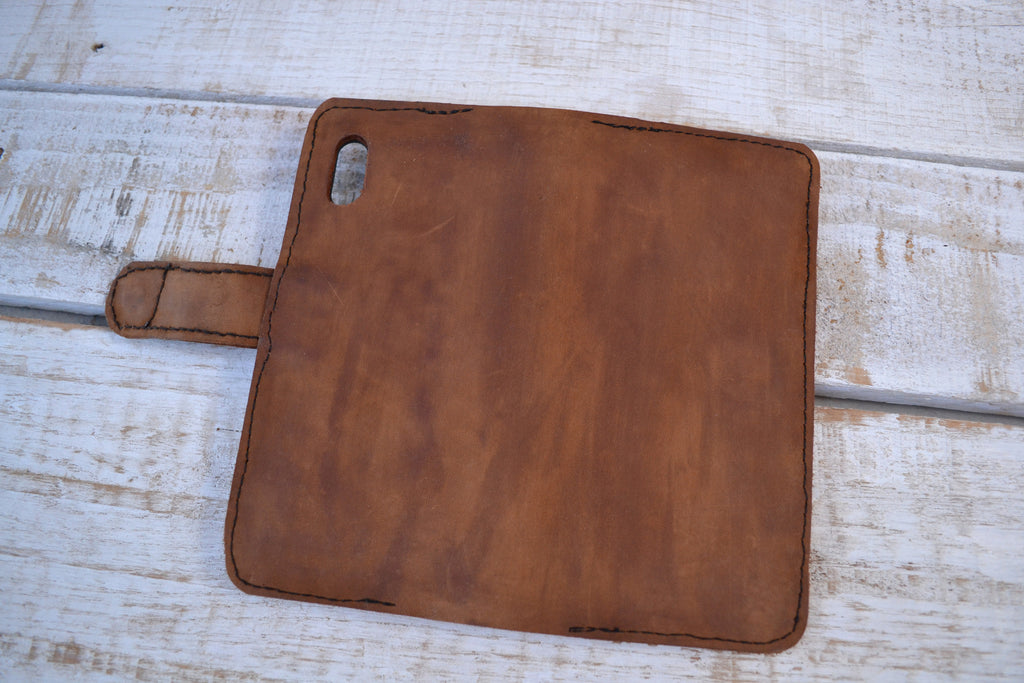 Leather iPhone X / XS wallet case, iPhone case - OakPo Paper Co.