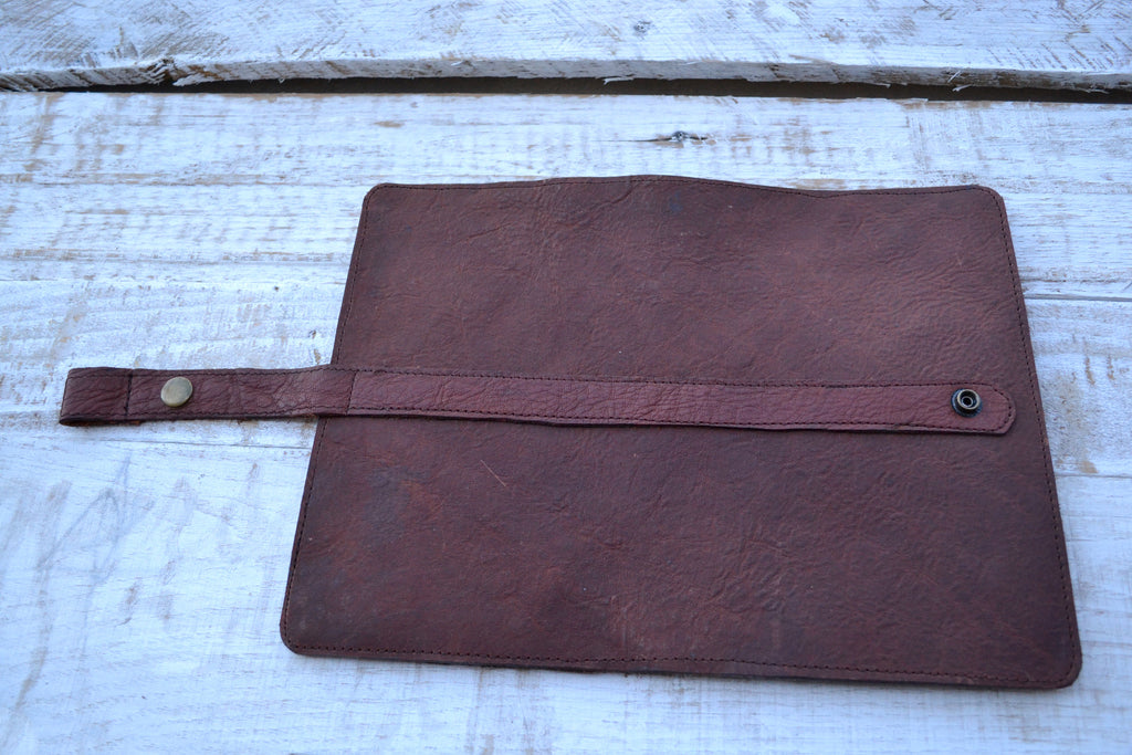 5.75''x9'' Leather Pocket Journal, Hand-stitching blank notebook and one book mark, Personalized Leather Journal - OakPo Paper Co.