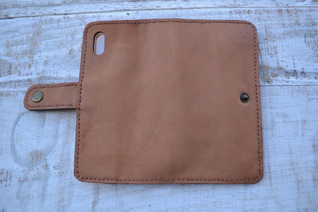 Sheep Leather iPhone X/XS wallet case - OakPo Paper Co.