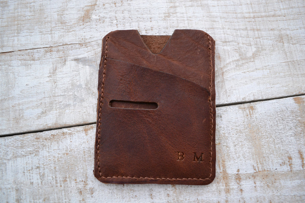 Leather slim wallet, Minimalist wallet - OakPo Paper Co.