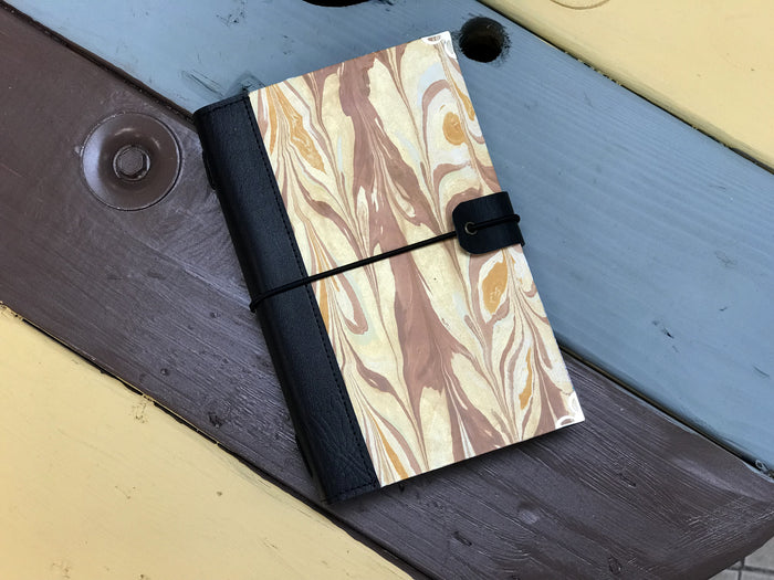 Marbled Traveler's notebook, with 3 refillable notebooks and 1 passport notebook. - OakPo Paper Co.