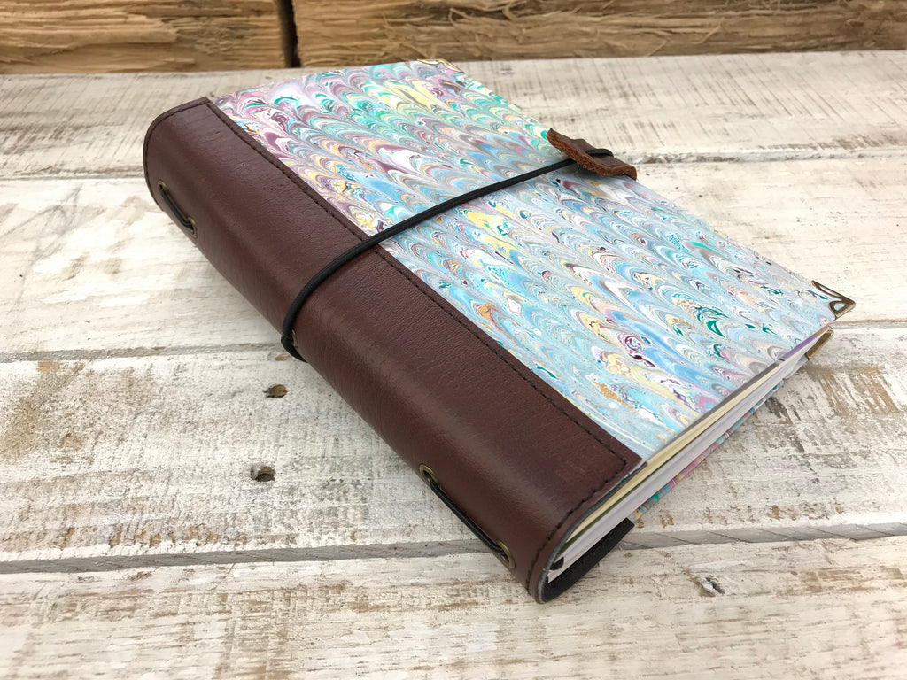 Marbled Traveler's notebook with 3 refillable notebooks - OakPo Paper Co.