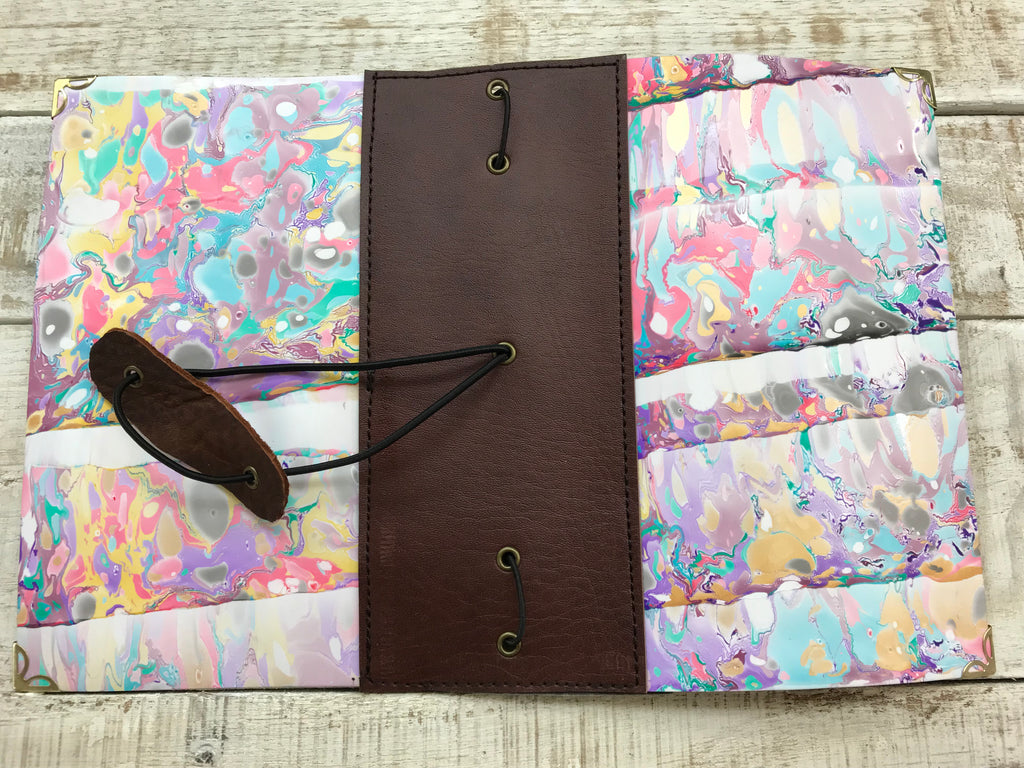 handmade marbled journal with 3 refillable journal, marbled notebooks, - OakPo Paper Co.