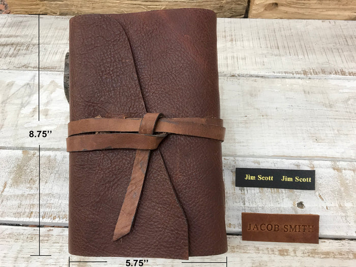 Recycled Handmade Soft Brown Leather Journal - OakPo Paper Co.
