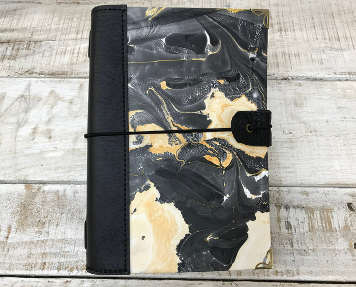 Hand Marbled Traveler's notebook with 3 refillable notebooks - OakPo Paper Co.