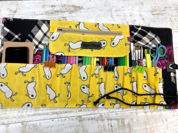 Yellow Personalized Pencil Roll, Pencil Roll Case – OakPo Paper Co.