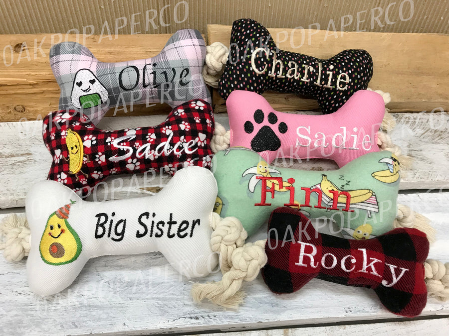 Personalized Dog Toy with Rope and Squeaker