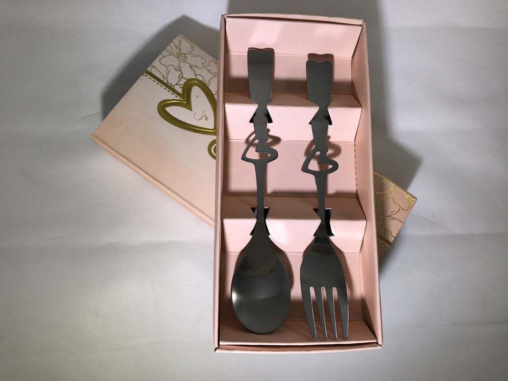 Stainless steel spoon and fork set - OakPo Paper Co.