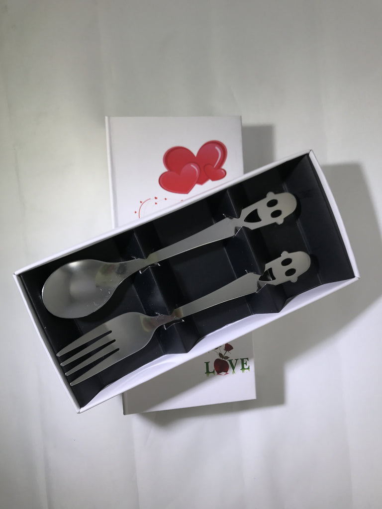 Stainless steel spoon and fork set - OakPo Paper Co.