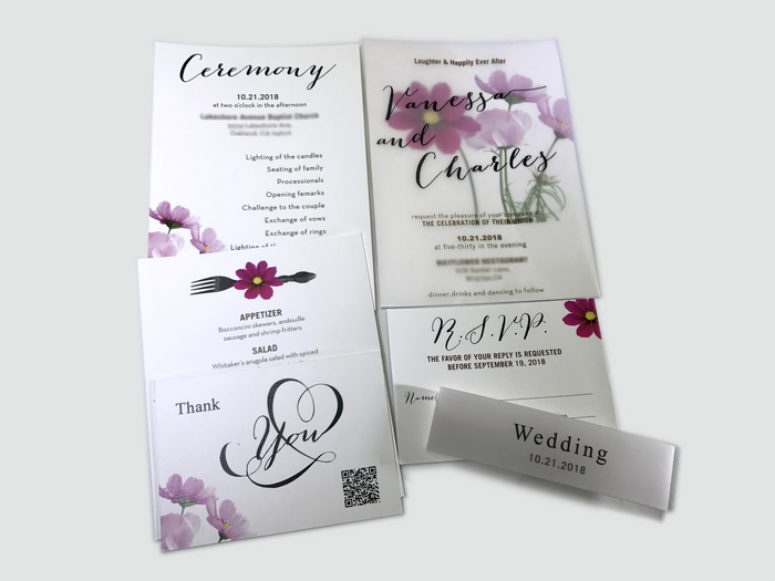 Cosmos Flower Wedding Invitation Card - #14 - OakPo Paper Co.