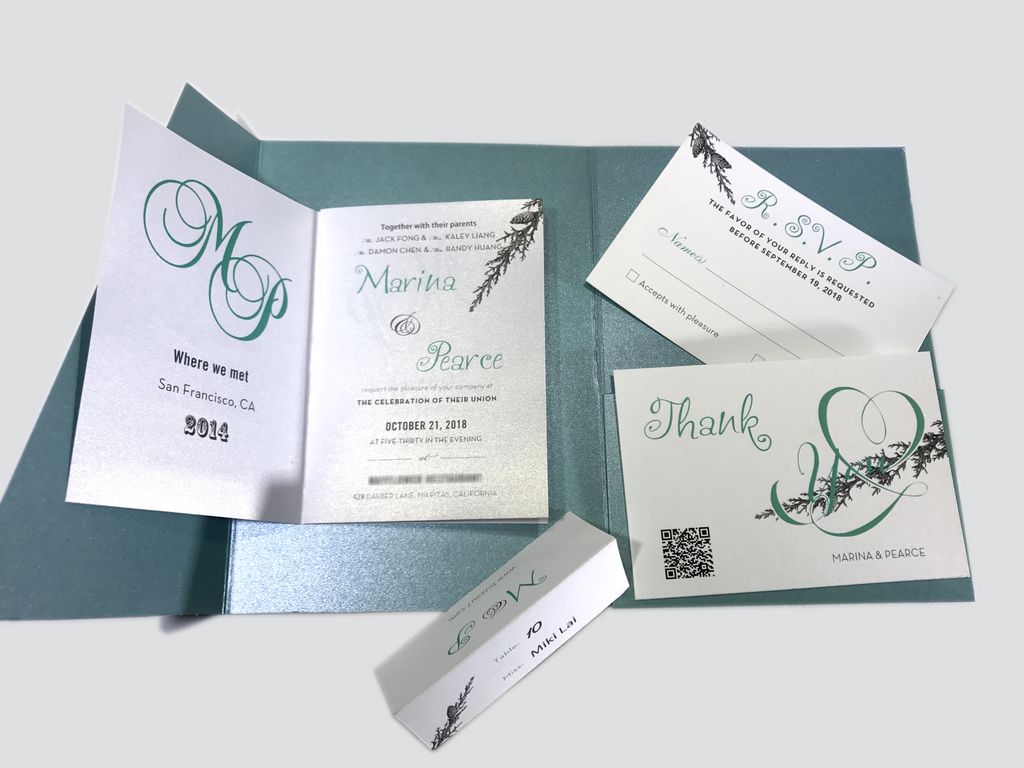 Gold Foil Champagne Wedding Invitations Card - #6 - OakPo Paper Co.