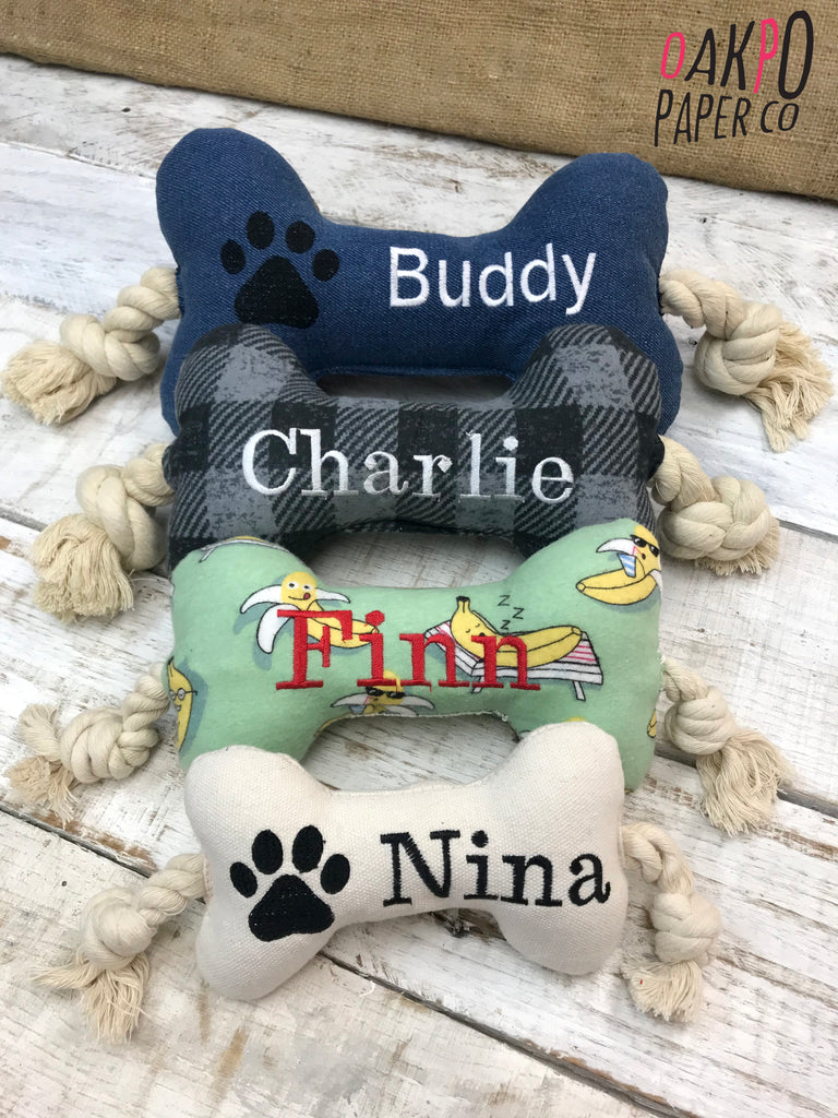 Personalized Dog Toy with Rope and Squeaker