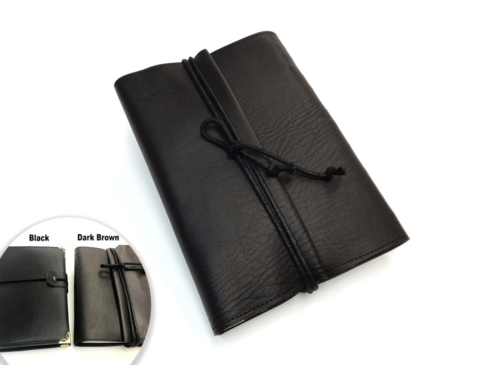 6''x8.5'' Dark Brown Faux Leather Notebook - OakPo Paper Co.
