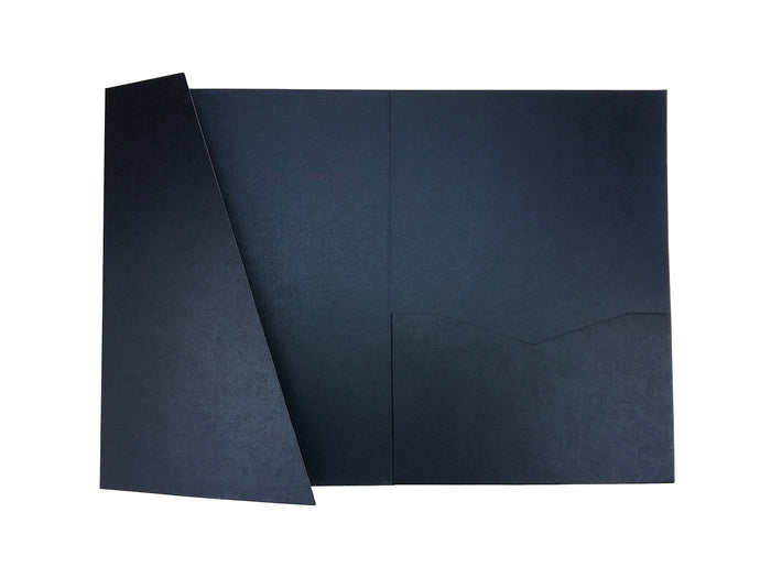 Navy Blue -- Acutie Trifold Pocket Invitations (5 1/8'' × 7 1/4'') - OakPo Paper Co.